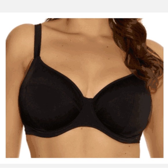 Size 38L Black Bikini Top Elomi Essentials Underwire Swimming Sport Bra ES7500 - Picture 1 of 6